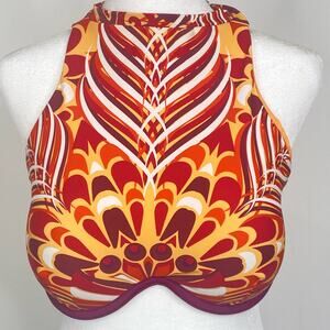 Andrea Iyamah Yomi Halter Bikini Top - Butterfly Collection Orange Womens XL